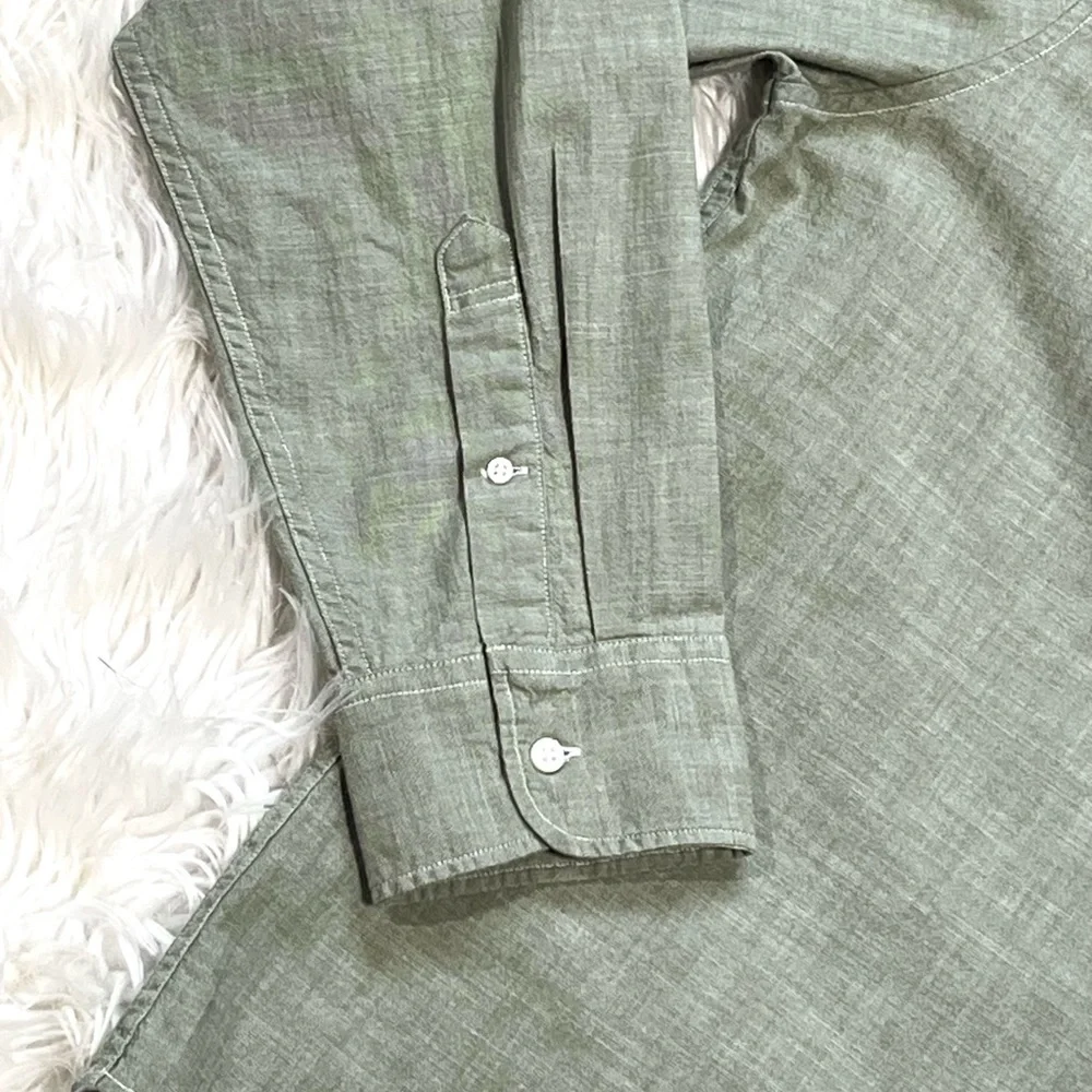 J.CREW Organic Cotton Men’s Slim Fit Button-Down Shirt Stretch Moss Green